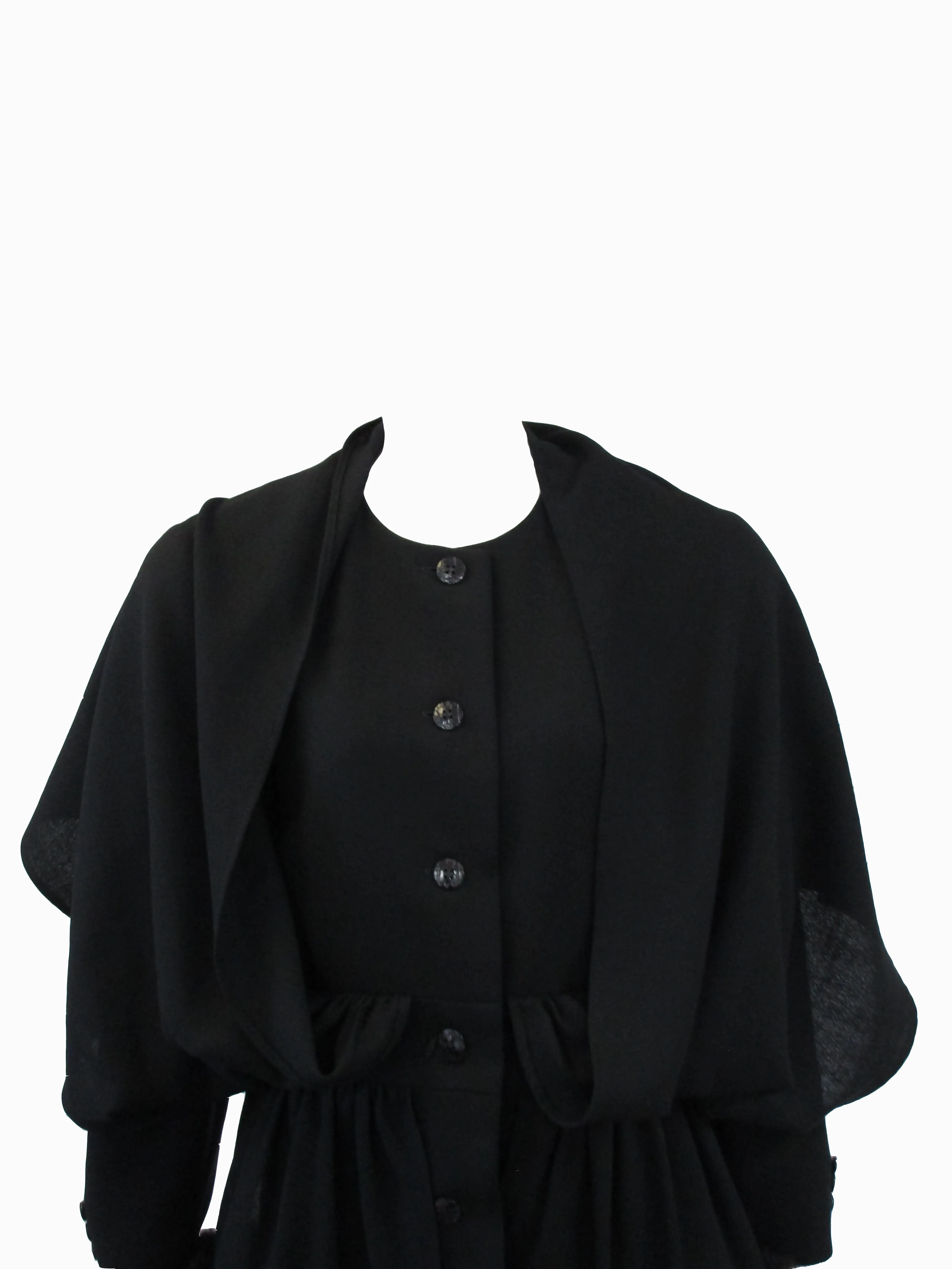 1980s C'est Simone Black Wool Short Coat with