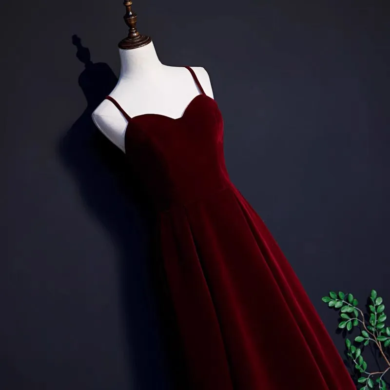 50s style Burgundy Velvet Short Prom Dress Bridesmaid Dress