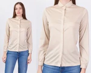 70s Peter Pan Collar Button Up Disco Top - Extra Small