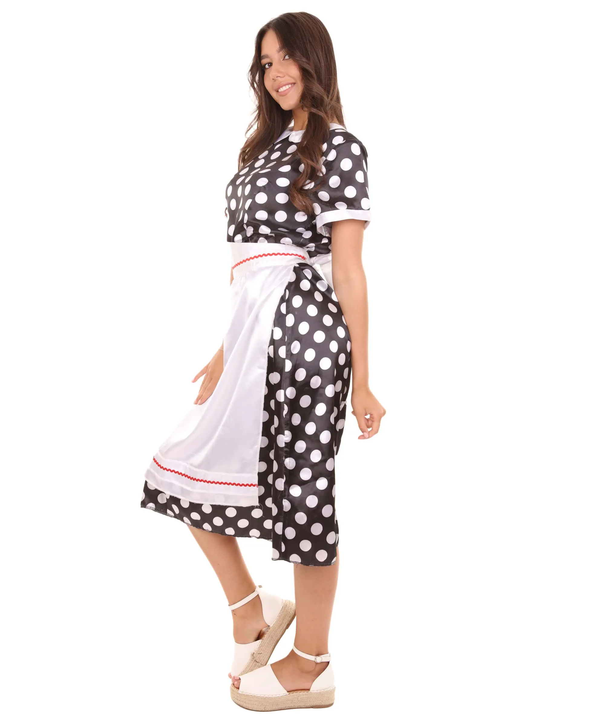 Adult Women's Polka Dot Costume | Black Halloween Cosplay Costume