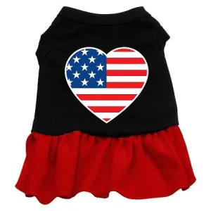 American Flag Heart Screen Print Dress Black with Red Lg (14)