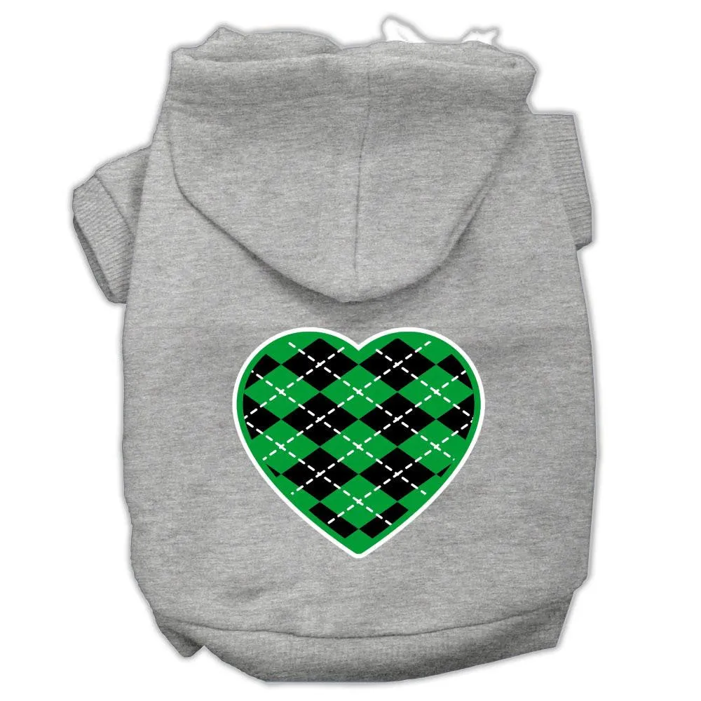 Argyle Heart Green Screen Print Pet Hoodies Grey Size Xs (8)