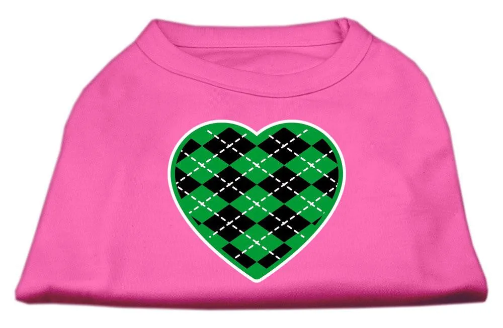 Argyle Heart Green Screen Print Shirt Bright Pink XL (16)