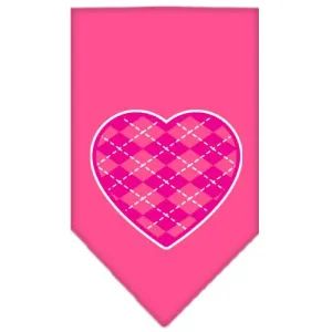 Argyle Heart Pink Screen Print Bandana Bright Pink Small