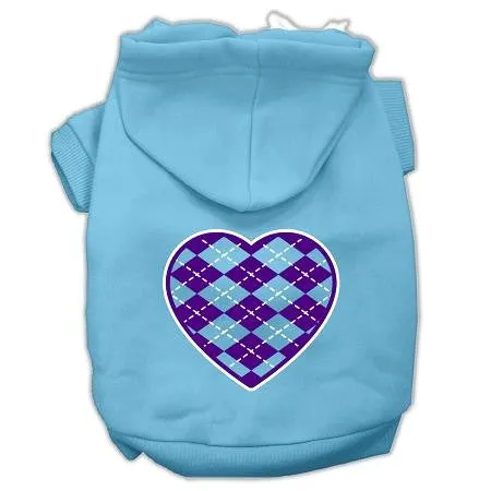 Argyle Heart Purple Screen Print Pet Hoodies Baby Blue Size Lg (14)