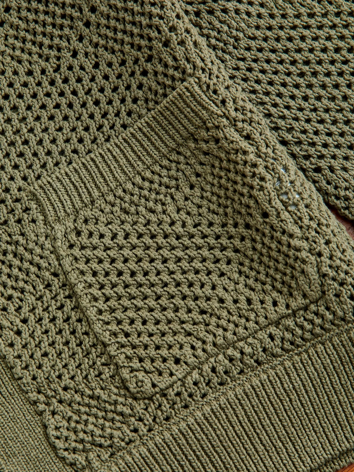 Argyle Mesh Cardigan in Olive