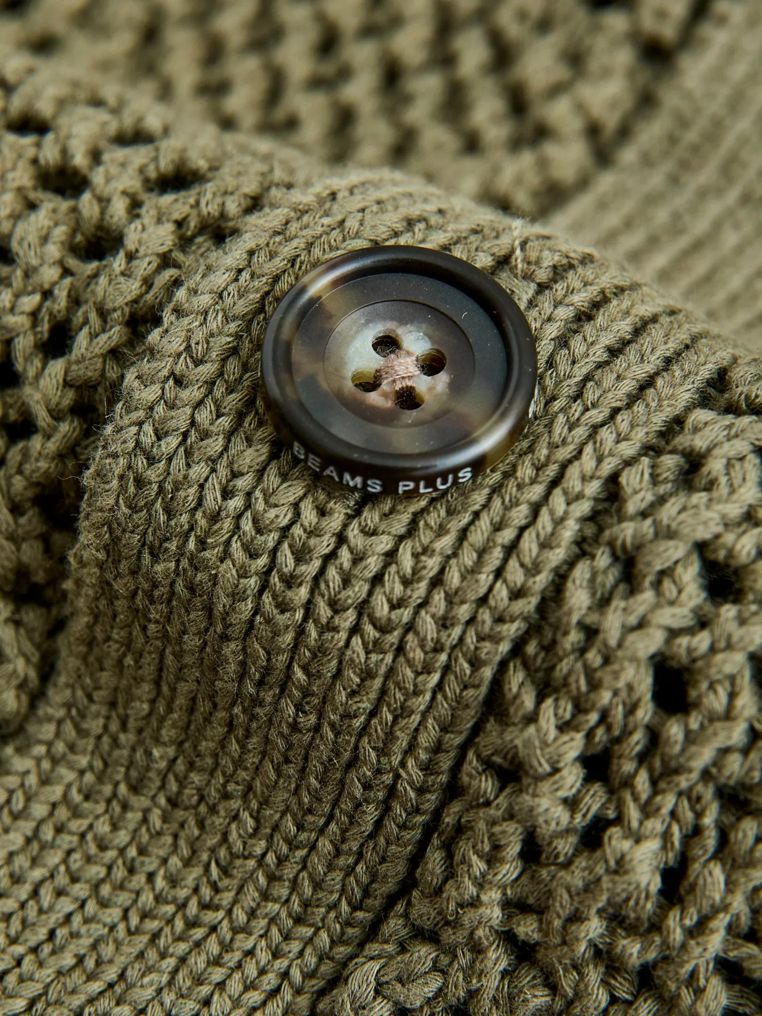 Argyle Mesh Cardigan in Olive