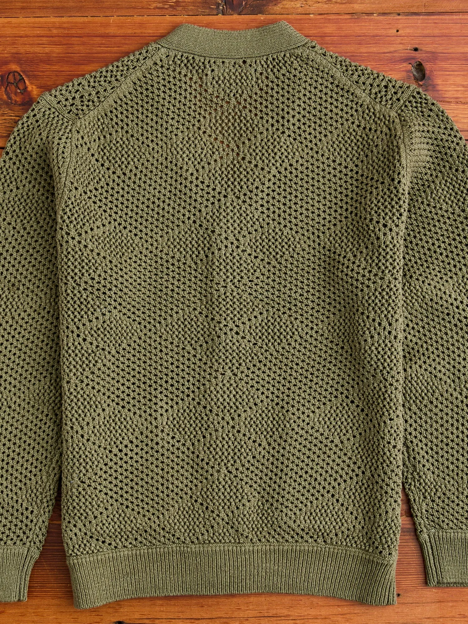 Argyle Mesh Cardigan in Olive