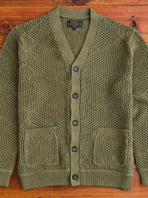 Argyle Mesh Cardigan in Olive