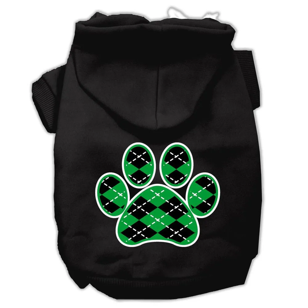 Argyle Paw Green Screen Print Pet Hoodies Black Size Sm (10)