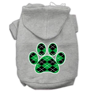 Argyle Paw Green Screen Print Pet Hoodies Grey Size Med (12)