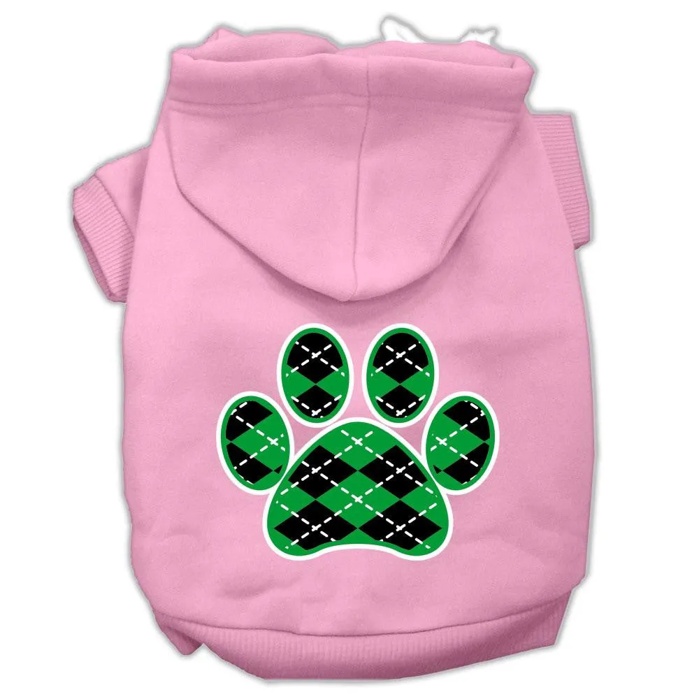 Argyle Paw Green Screen Print Pet Hoodies Light Pink Size Med (12)