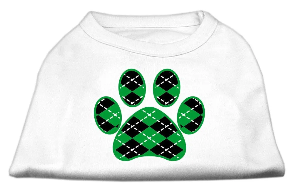 Argyle Paw Green Screen Print Shirt White XXXL(20)