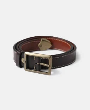 Brass-Tipped Reversible Leather Belt - Coffee / Brown