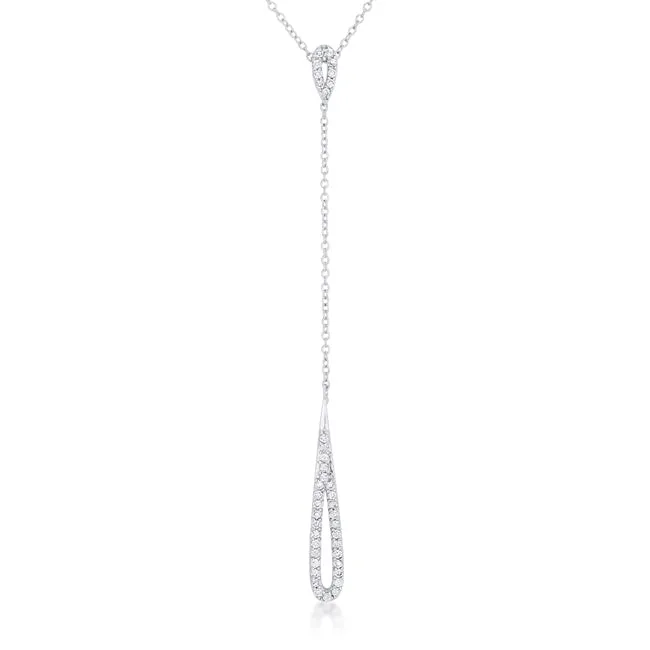 Chrisette 0.4ct CZ Rhodium Classic Drop Lariat Necklace