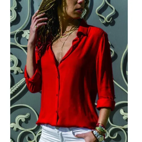 Classic Blouses long sleeves and Short sleeves solid color