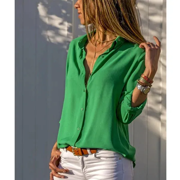 Classic Blouses long sleeves and Short sleeves solid color