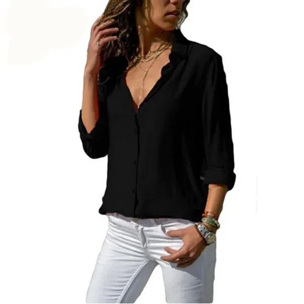 Classic Blouses long sleeves and Short sleeves solid color