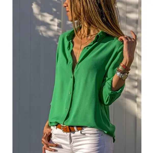 Classic Blouses long sleeves and Short sleeves solid color