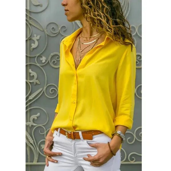 Classic Blouses long sleeves and Short sleeves solid color