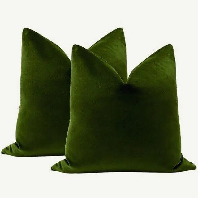 Dark Green Velvet Cushion Cover / Green Velvet Pillow / ZIPPER Pillow Cover / Solid Green Pillow / Green Velvet Pillow Cover