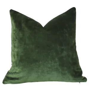 Dark Green Velvet Cushion Cover / Green Velvet Pillow / ZIPPER Pillow Cover / Solid Green Pillow / Green Velvet Pillow Cover