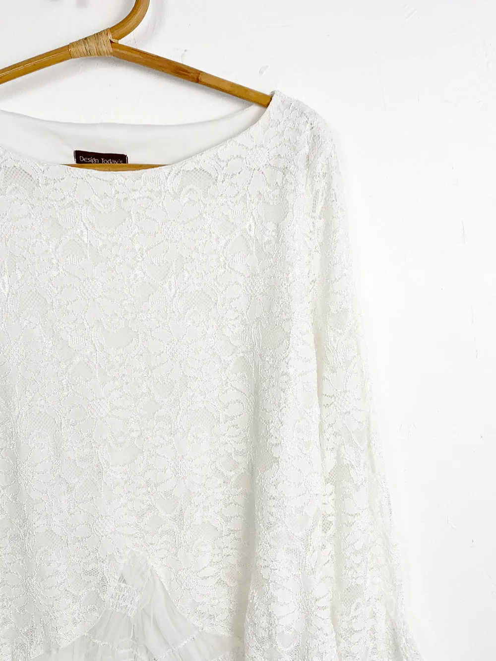 DT White Romantic Mesh and Lace Top