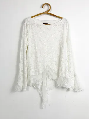 DT White Romantic Mesh and Lace Top