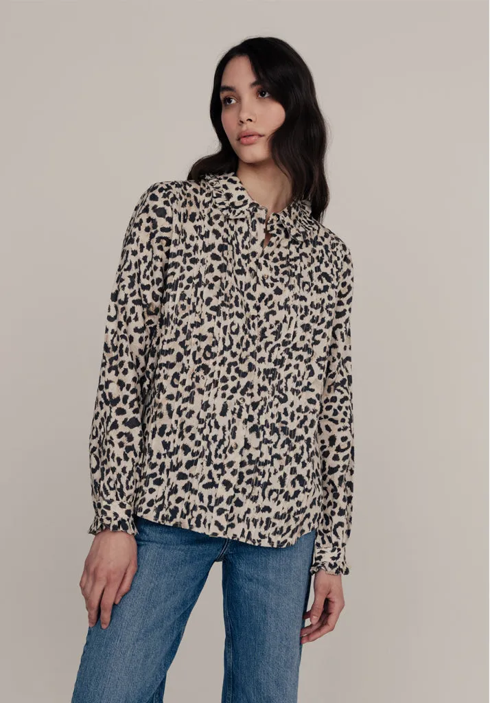 Emeline Vintage Animal Print Shirt In Cream