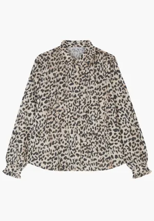 Emeline Vintage Animal Print Shirt In Cream