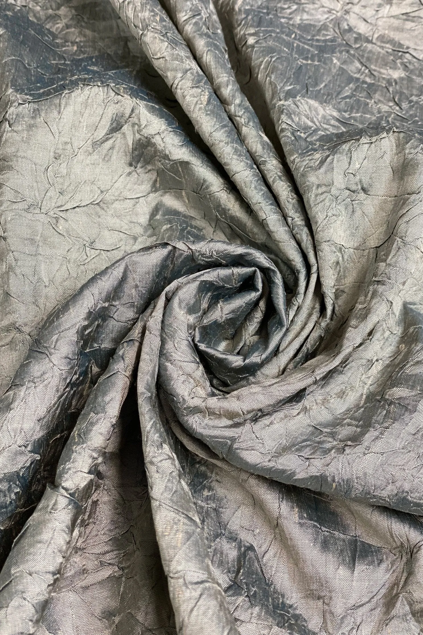 Icy Gray Marble Crushed Silk Dupion Fabric