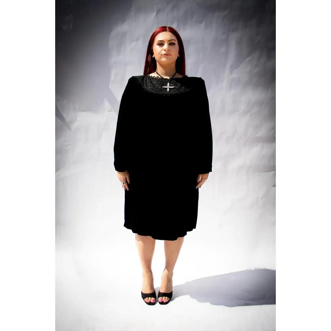 JESSICA MCCLINTOCK 1980's Black Velvet Dress |  Size 12 - L/XL