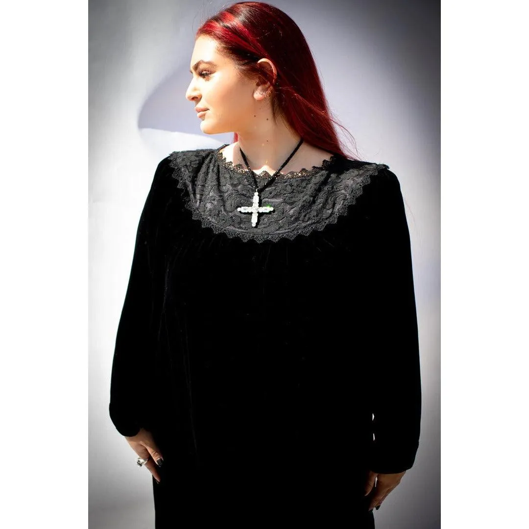 JESSICA MCCLINTOCK 1980's Black Velvet Dress |  Size 12 - L/XL