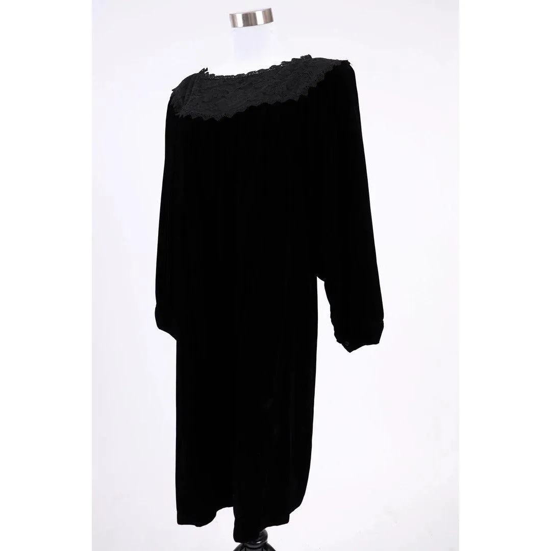 JESSICA MCCLINTOCK 1980's Black Velvet Dress |  Size 12 - L/XL