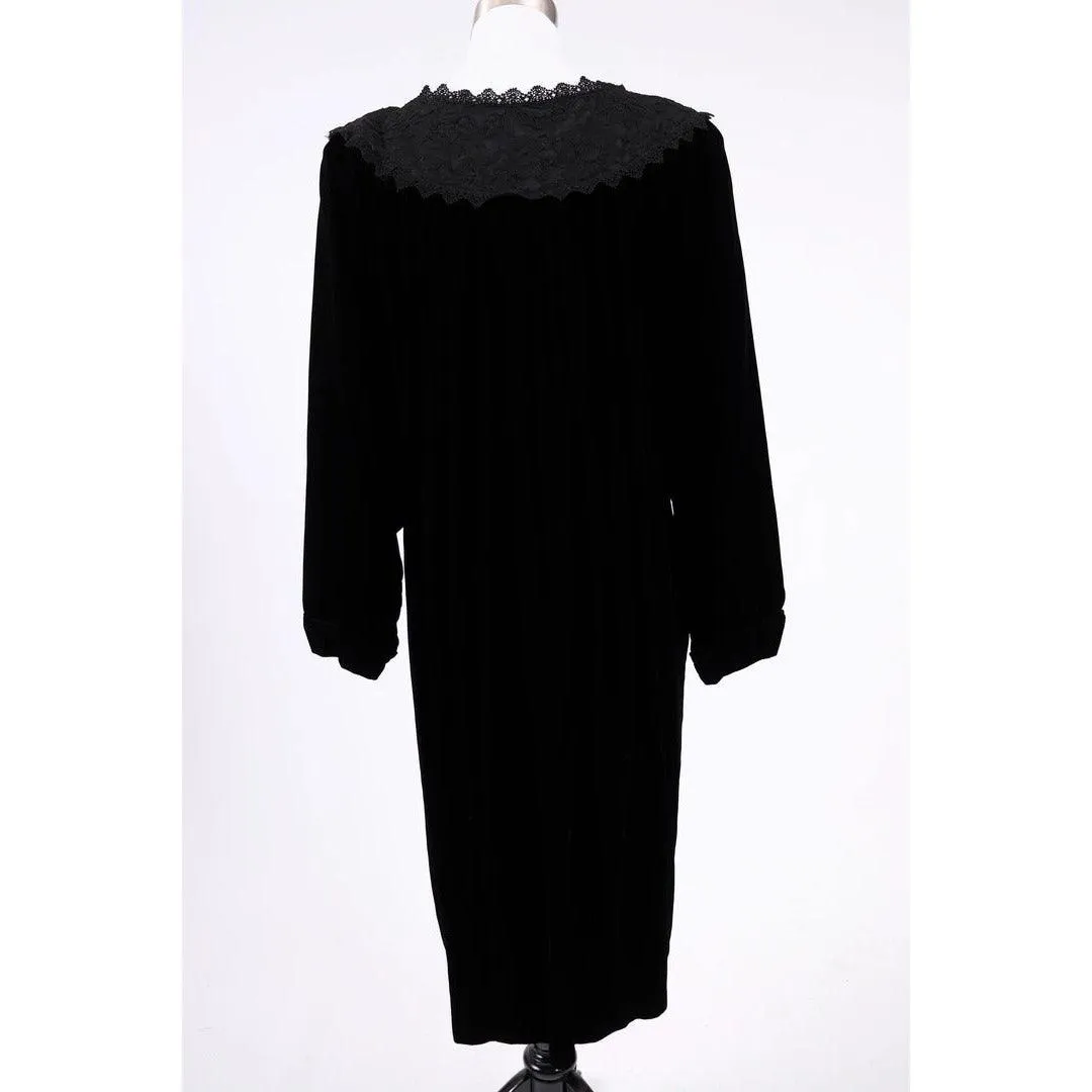 JESSICA MCCLINTOCK 1980's Black Velvet Dress |  Size 12 - L/XL