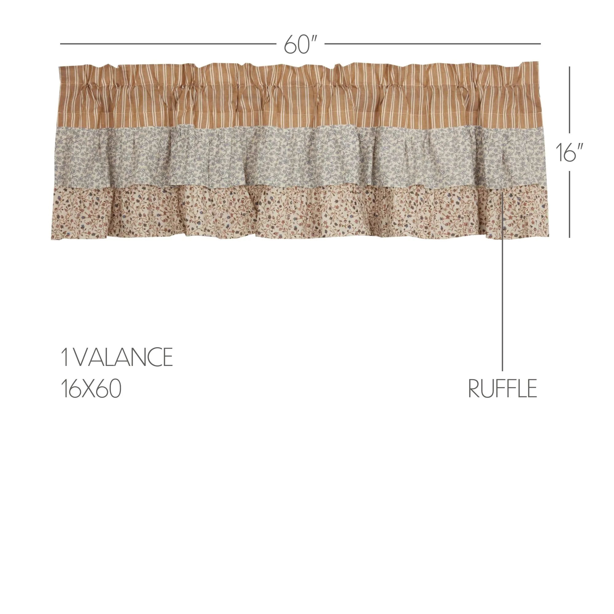 Kaila Ticking Ruffled Valance