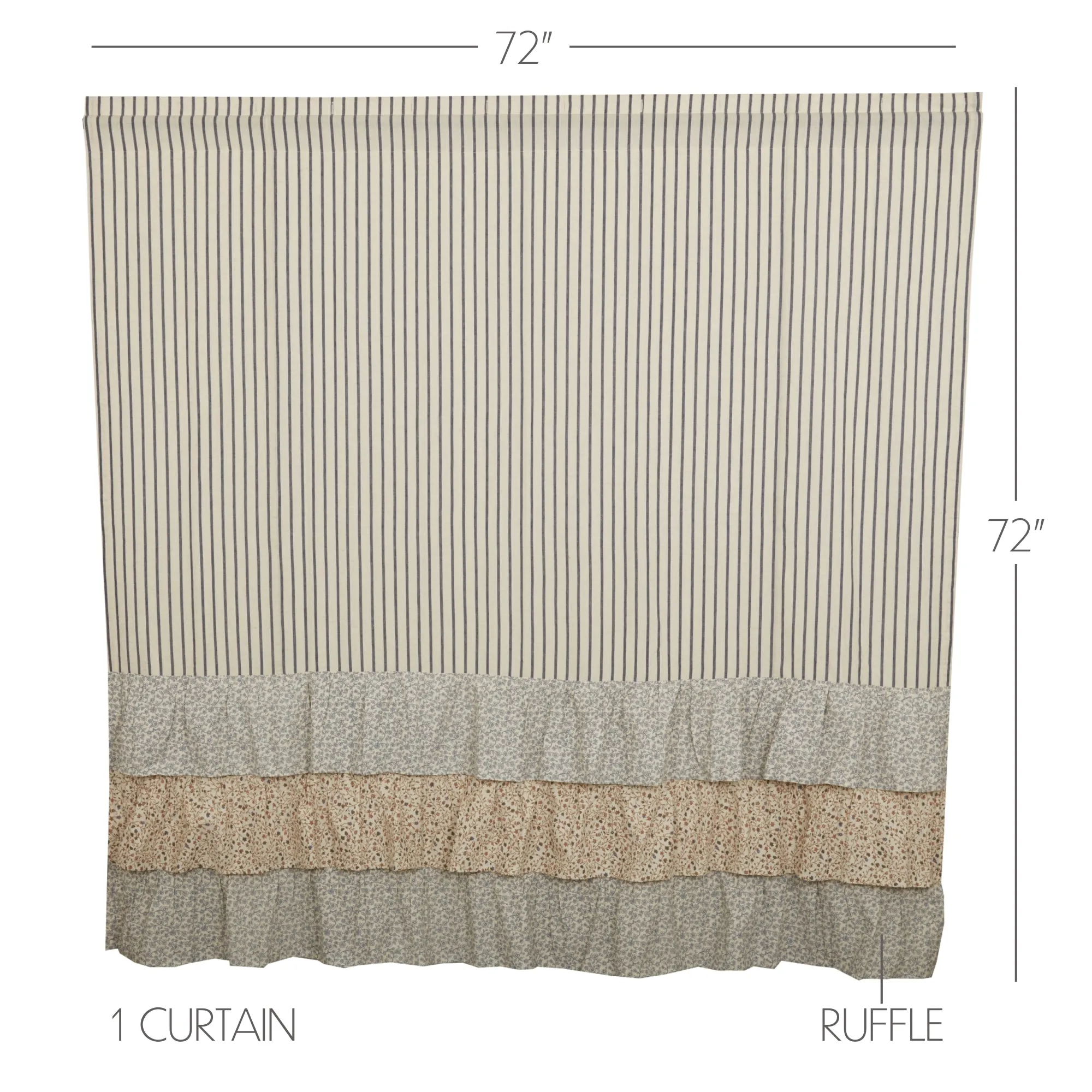 Kaila Ticking Stripe Ruffled Shower Curtain 72x72