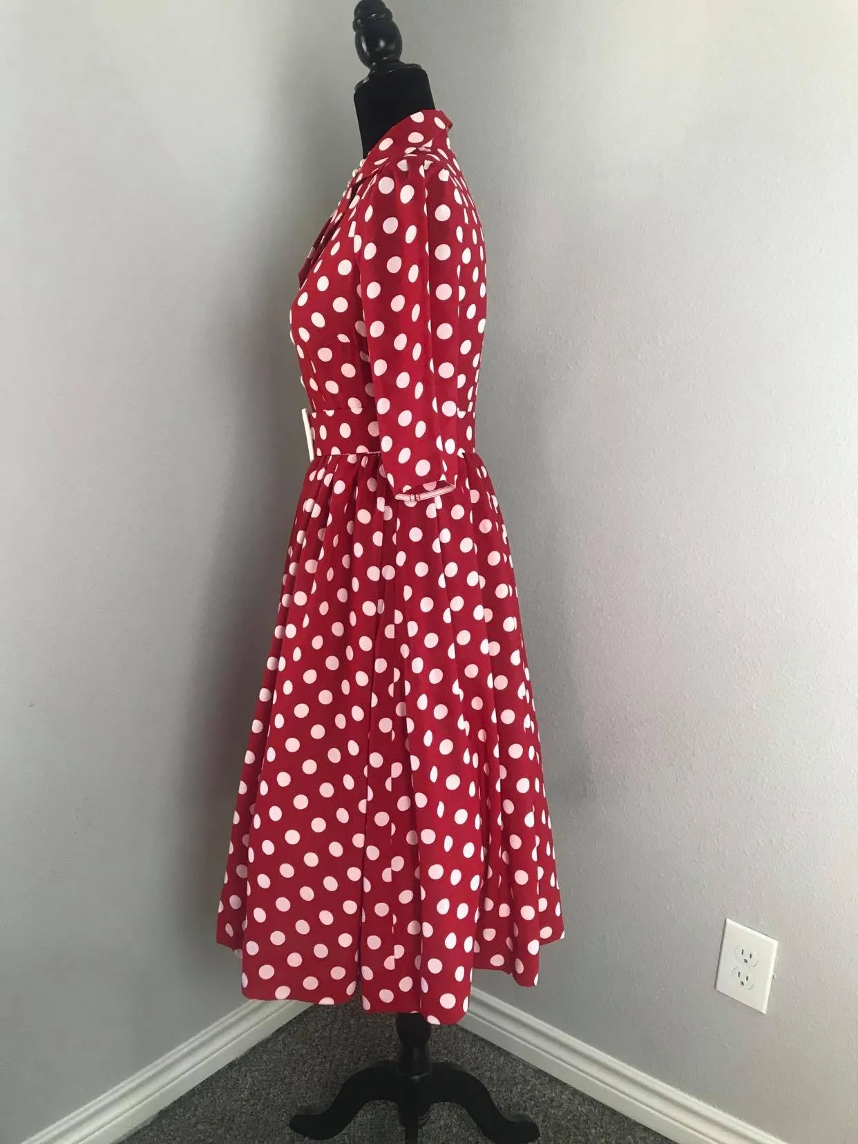 Kathy Dress in Red White Polka Dots size M