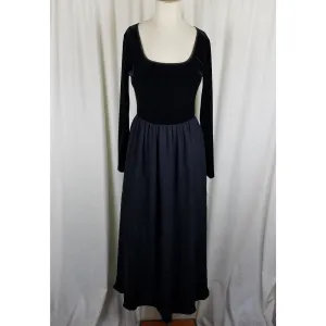 Laura Ashley Black Velvet Silk Maxi Dress Womens 8 Regency Cottagecore Prairie