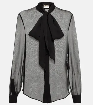 Lavallière silk blouse SAINT LAURENT, black