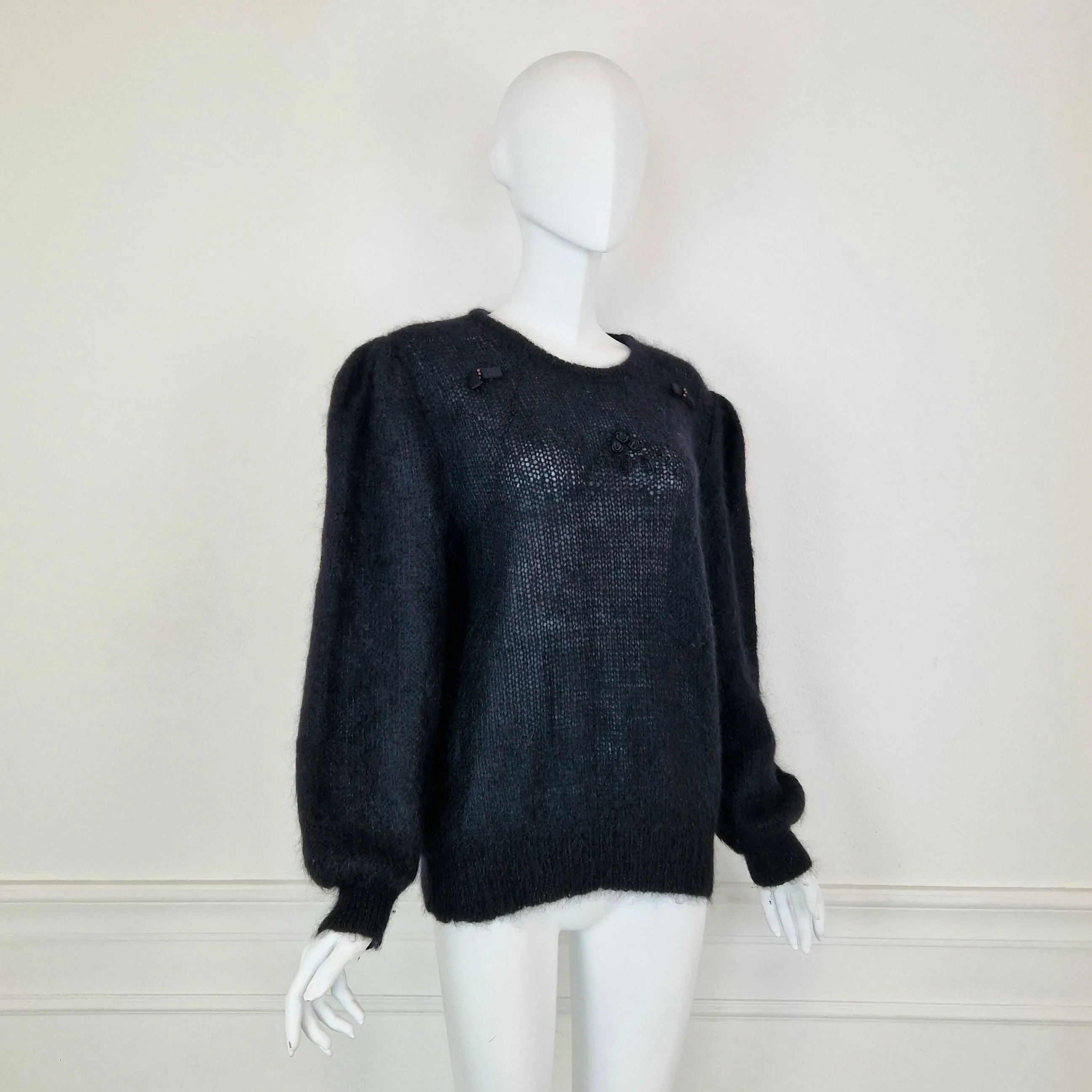 Maglione nero super kid mohair