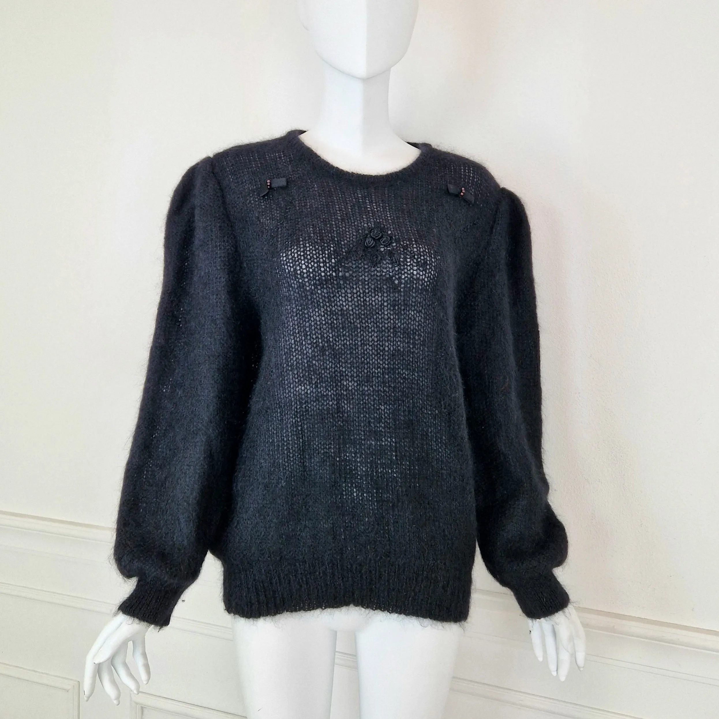 Maglione nero super kid mohair