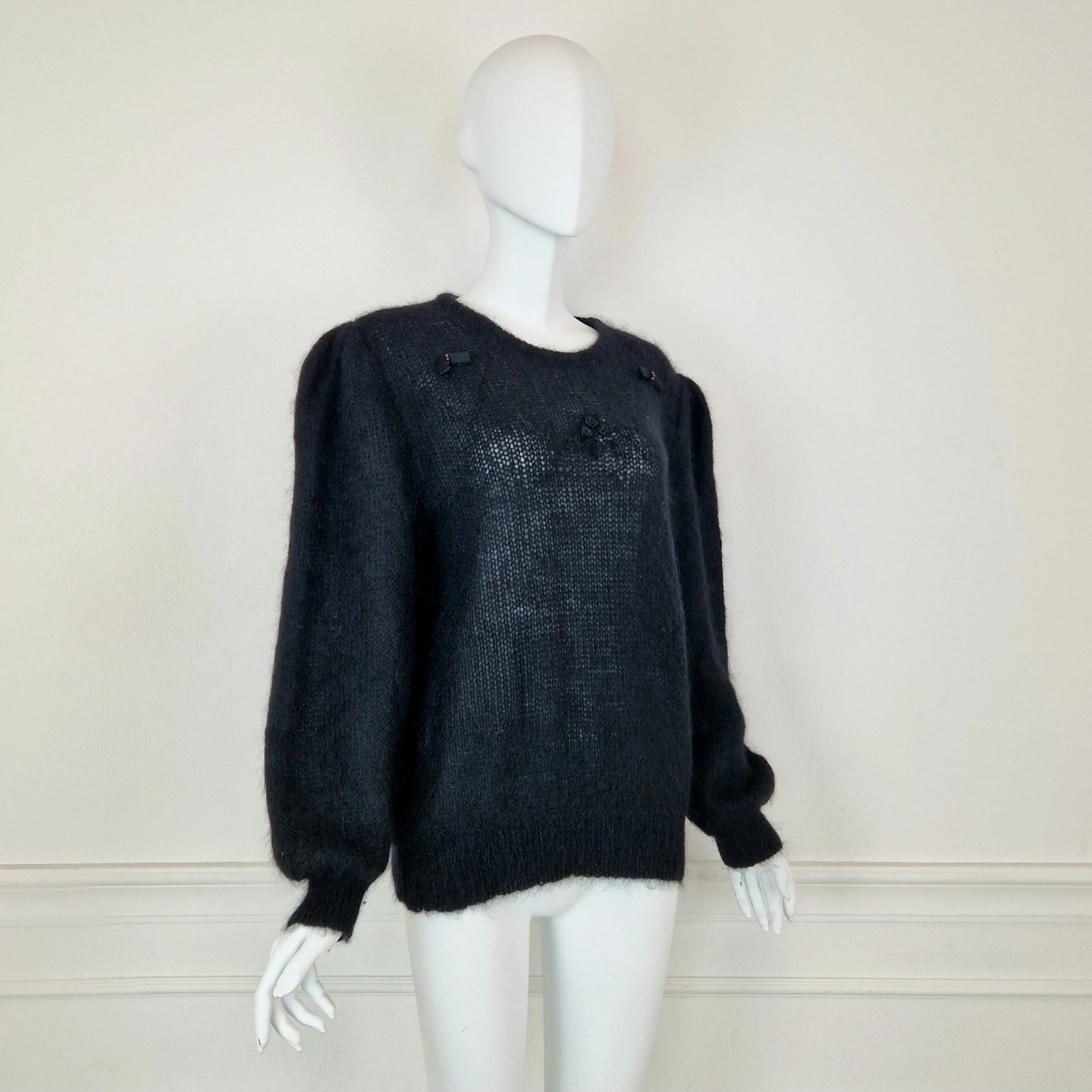 Maglione nero super kid mohair