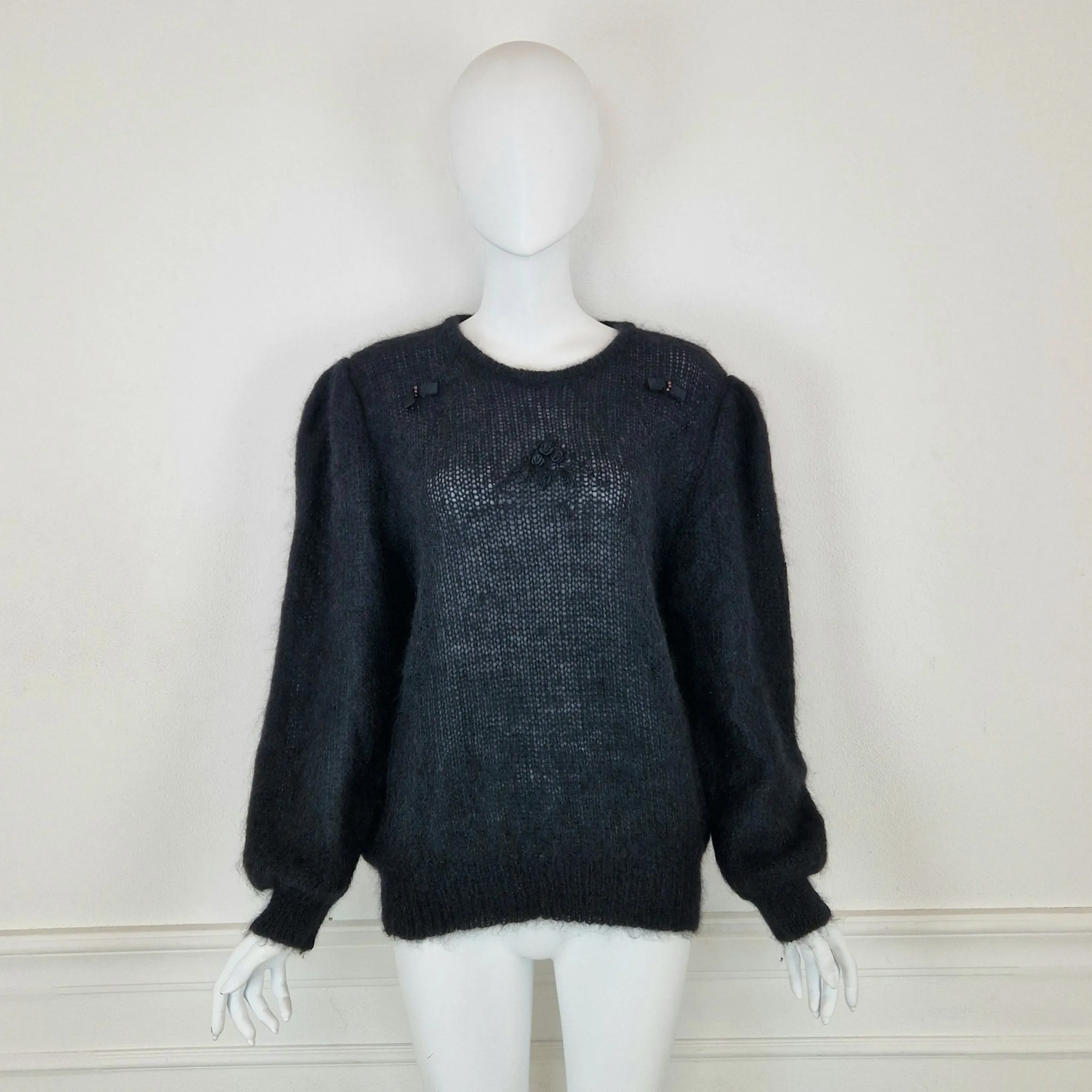 Maglione nero super kid mohair