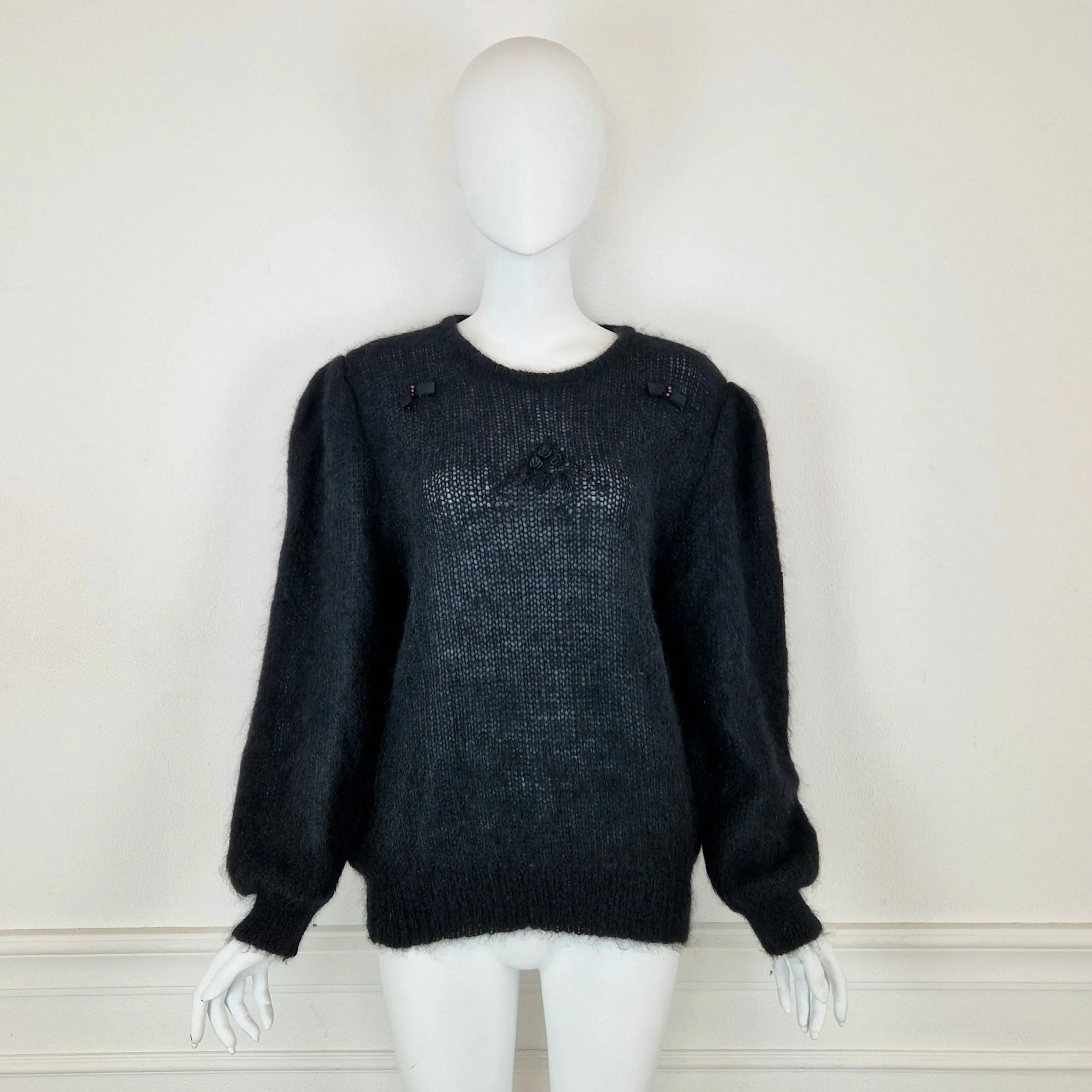 Maglione nero super kid mohair