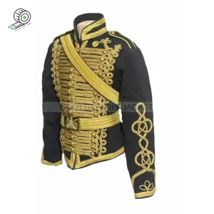 Men's Black Military Jacket for Ceremonial Hussar Officers