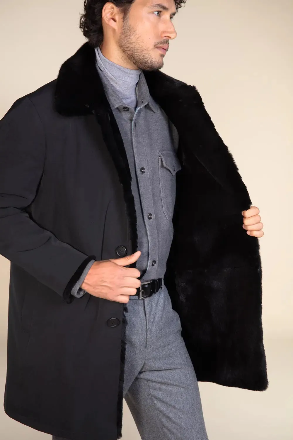 Mens black sheared fur coat