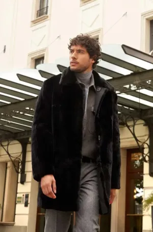 Mens black sheared fur coat