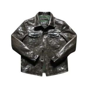 Men's Olive Battle Dress Pattern 37 Leather Jacket