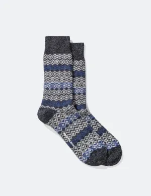 Norse Projects Bjarki Fairisle Socks - Charcoal Melange